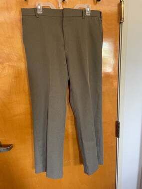 Vintage Talon Zipper Flat Front Taupe Brown Dress Pants